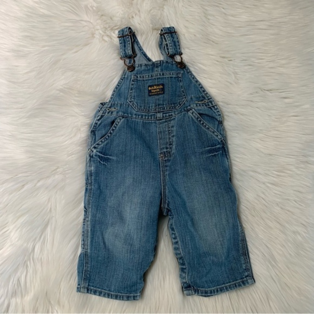Vintage Oshkosh Vestback Denim Jean cotton light wash Overalls 12 months cotton